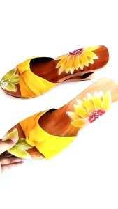 sandal wedges natural airbrush 7cm / sandal kayu wedges / sandal kekinian / sandal kelom geulis wedges / sandal elegan / sandal wanita wedges