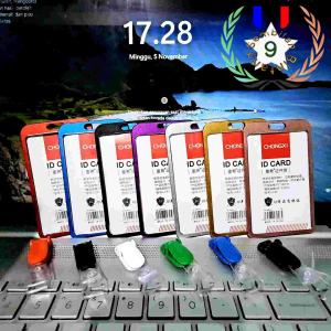 Tempat Kartu Id Card Aluminium + Klip Id Card Holder Id Card Alumunium Vertikal