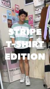 kaos salur oversize kaos cotton tshirt stripe pria wanita oversize polos oblong lengan pendek baju santai lembut simple katun distro