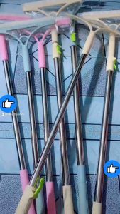 Combo 2 Cây Gạt Kính Lau Kính Cán Cầm Inox - Kem Tím Hồng - Loại Ngắn: 28cm x 70cm - Loại Dài (1m32) Làm Sạch