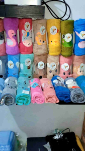 termurah!!! handuk mandi bayi karakter animal dan kuping timbul 50x100