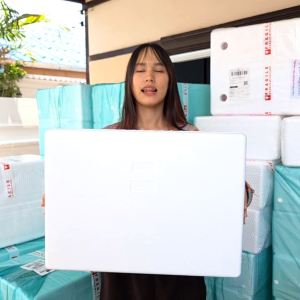 3ใบ+ถ้วยขาว+ถุงดำ/กล่องโฟมปลูกผักไฮโดรโปรนิกส์ลังโฟม ขนาด 10กก ความจุ 24ลิตร