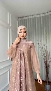 Gamis/Setelan rok brukat tile/baju kondangan/pesta premium