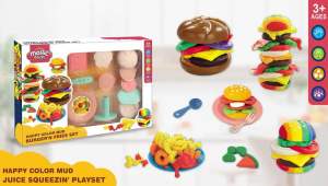 HAPPY COLOR MUD BURGER FRIES Clay Set Kids Toy Tanah Liat Mainan Kanak-kanak