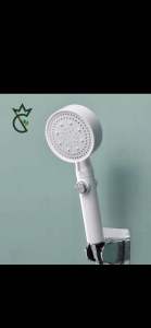 ฝักบัวแรงดันสูงปรับได้ 5 ระดับ หัวฉีดแรงดันหยุดน้ำปุ่มเดียว ฝักบัวสีขาว