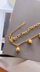 Gelang Double Layer Titanium Gold Bola Bola Kecil  CXB324