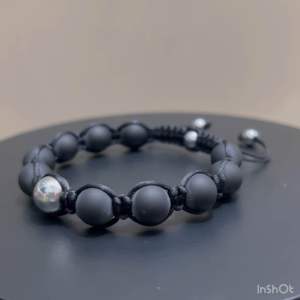 CW Manila - TlTAN XL Braided Bracelet - 10mm Matte Onyx Stones with Silver Hematite - Semi-Precious Stones Adjustable Bracelet