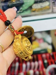 Móc khoá phong thuỷ cốc vàng tài lộc ngũ xu trấn trạch