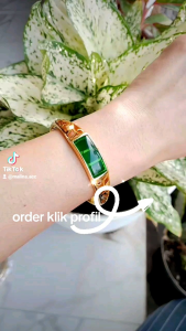Gelang Tangan Perempuan Giok Lapis Emas Awet