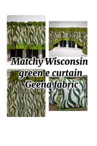 2 olive green Wisconsin matchy design curtain (doorwindowdoublepanelpillowcasevalancelababo/half curtain)