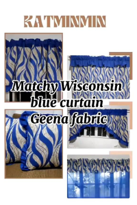 matchy curtain Wisconsin royal blue (DOUBLE SINGLE PRINTED/PLAIN MSP 3IN1)