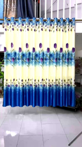 Rèm phi bóng xanh hoa 2 mặt như nhau hoa tuylip tím chất vải mềm hợp rèm cửa chínhrèm cửa sổrèm ngăn phòng