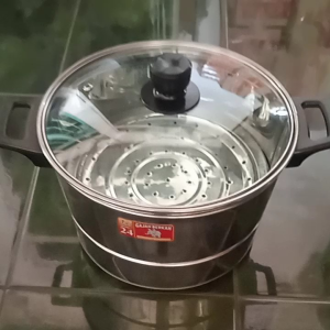 panci kukus tutup kaca uk 24 cm