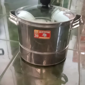 dandang nasi tinggi kuping stainless tutup kaca murah