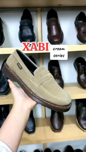 Rionz Xabi Cream - Sepatu Pria Loafer Formal Casual Kantor Kuliah Suede