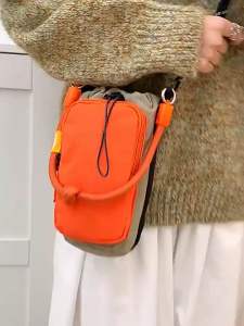 Nylon Waterproof Drawstring Crossbody Bag Shoulder Bag,Solid Color Sports Mobile Phone PackSling Bag for Sports Travel户外便携斜挎包