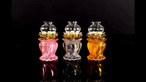 Oil Lamp Glass Offering 莲花琉璃灯水晶灯水晶油灯供佛灯家用长明灯座佛前供灯防风液体烛台供佛灯架