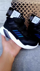 Sepatu sekolah anak laki-laki velcro perekat boot full hitam putih size 31-38 - sepatu Pro ATT anak keren murah- sepatu sekolah keren anak cowok