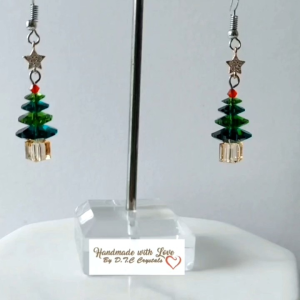 [D.T.C CRYSTALS] Xmas Tree Earrings (L) with Lucky Stars made with Swarovski Element Crystals