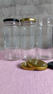 Hủ thủy Tinh tròn 350ML XINH XẮN / NẮP Vàng - Đen