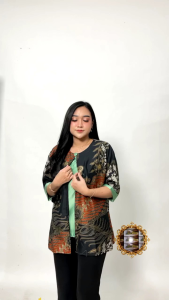 Blus Batik Terbaru Vintage Ibu Kantoran Modern Lengan 3/4 M L XL XXL Bisa Seragam