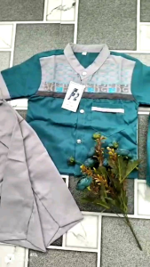 Baju Koko Setelan Anak Laki-Laki Usia 1-15 Tahun Motif F2 Bordir Lengan Pendek