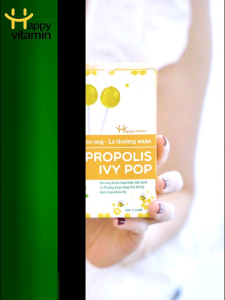Kẹo Mút Keo Ong Lá Thường Xuân Happy Vitamin Giảm Ho Đau Họng Cho Trẻ Em Và Người Lớn (Hộp 12 Chiếc)