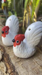 ไก่ขาวเซรามิก คู่🐓🐓สามารถกดสั่งซื้อ1/2ตัวได้แถมเชือก