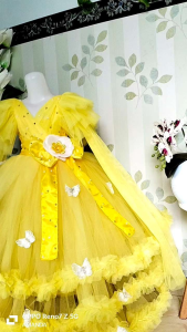 dress megar istimewa lengan berimbun ( free bando