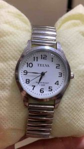 Đồng hồ nữ hiệu TELVA QUARTZ size 30mm dây chun thép không gỉ 17cm máy Epson Nhật Bản