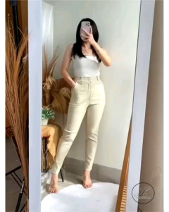 CELANA PANJANG PENSIL WANITA BAHAN SCUBA HIGH WAIST