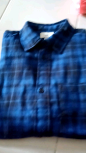 H&M Regular Fit Flannel Long Sleeve Shirt in Checkered Blue (M size)