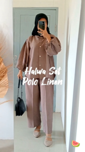 Setelan Wanita Bahan Polo Linen - Halwa Set
