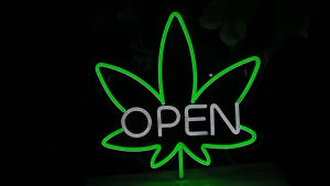 (5V-USB)ป้ายไฟ ป้ายไฟร้าน ป้ายไฟตัวอักษร ป้ายไฟวิ่ง ป้ายไฟled ป้ายไฟตกแต่งผนัง ป้ายไฟใบเขียว+ข้างในopen งานอะคลิลิต