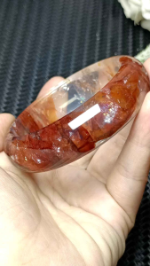 Hematoid Quart - Natural Multi-inclusions Crystal Quartz Bangle 57mm 胶花精品透体水晶手镯 57mm(鸩羽幽灵)