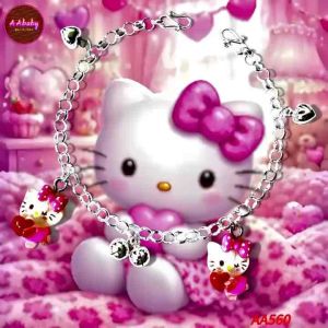 🌈AAbaby Galleries AA560 Original Baby Silver Anklet Bracelet Cute Cartoon 吉蒂 Rantai Tangan/Gelang Bayi