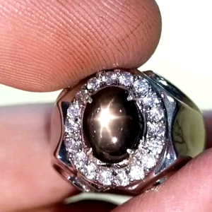 Cincin Batu Natural Black Safir Asli Top Star Super