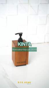 Ryo Home - KINTA Botol Sabun Kayu Jati 250 ml / Tempat Refill Pump