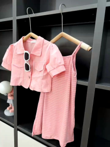 Sét váy bé gái váy bé gái 2 dây kèm áo khoác 11-30kg