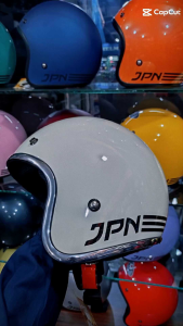 Helm Bogo JPN Original Classic List Chrome Silver Metalik Sepaket dengan Kaca