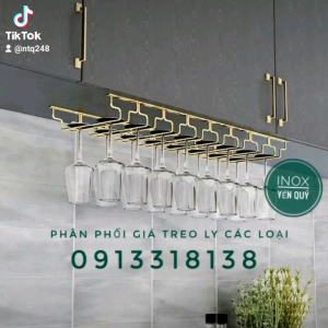 INOX 304 GIÁ TREO LY RƯỢU BẮT TRẦN TỦ INOX 304 MẠ VÀNG CHỊU LỰC CHỊU NƯỚC TỐT
