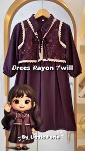 Little Porin - Almerra Gamis Anak Perempuan 1-12 Tahun - Gamis Rayon Twill - Baju Ngaji Anak