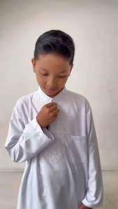 setelan baju koko putih celana hitam lengan panjang dan lengan pendek anak laki laki turki micro muslim