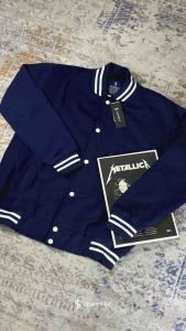 Jemssky Jaket Baseball Pria Jaket Fleece Casual Cowok Premium Jaket Varsity Pria Wanita Polos navy