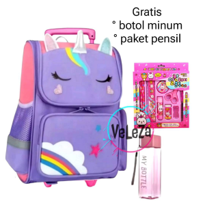 Tas ransel troli anak perempuan tas sekolah anak TK SD tas ransel tas troli anak