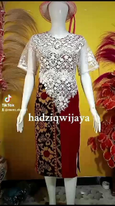 DRESS TENUN MIK BROKAT PUTIH