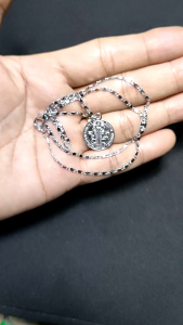 St. Benedict Miraculous Silver Medal Ten cents size non Tarnish Stainless Silver 17inch. Chain Necklace for Protection Against Evil