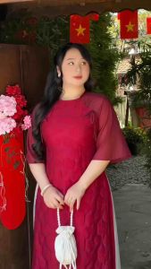 Set Áo Dài Bigsize 4 Tà Cao Cấp 50-90KG Phối Chân Váy Lưới Dịu Dàng Siêu Xinh - AD12 - Ú Xinh Store (Áo Dài Thêu Hoa)