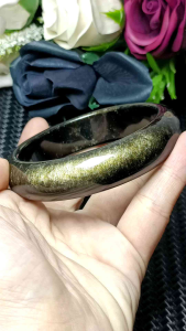 Grade 7A Golden Sheen Obsidian Crystal Stone bangle 61mm+ 极品一线猫眼招财金曜石手镯 61mm+