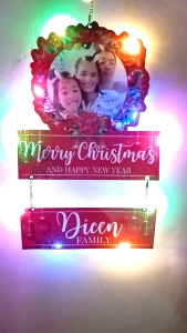 Laminated Christmas hanging decor with lights